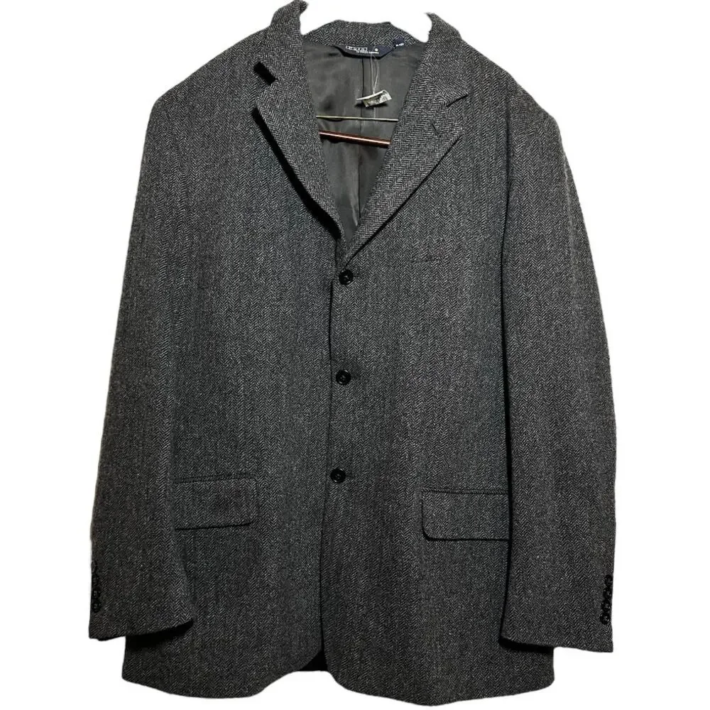 NWT Polo Ralph Lauren Blazer Suit Herringbone 3-Button Front Notch Lapel Gray XL